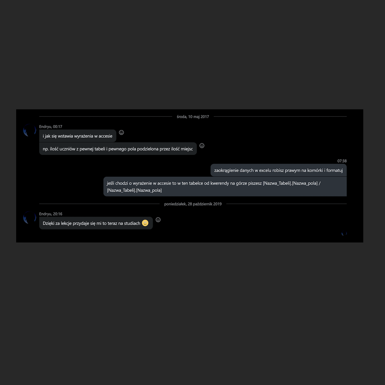 Opinia ucznia Endryu