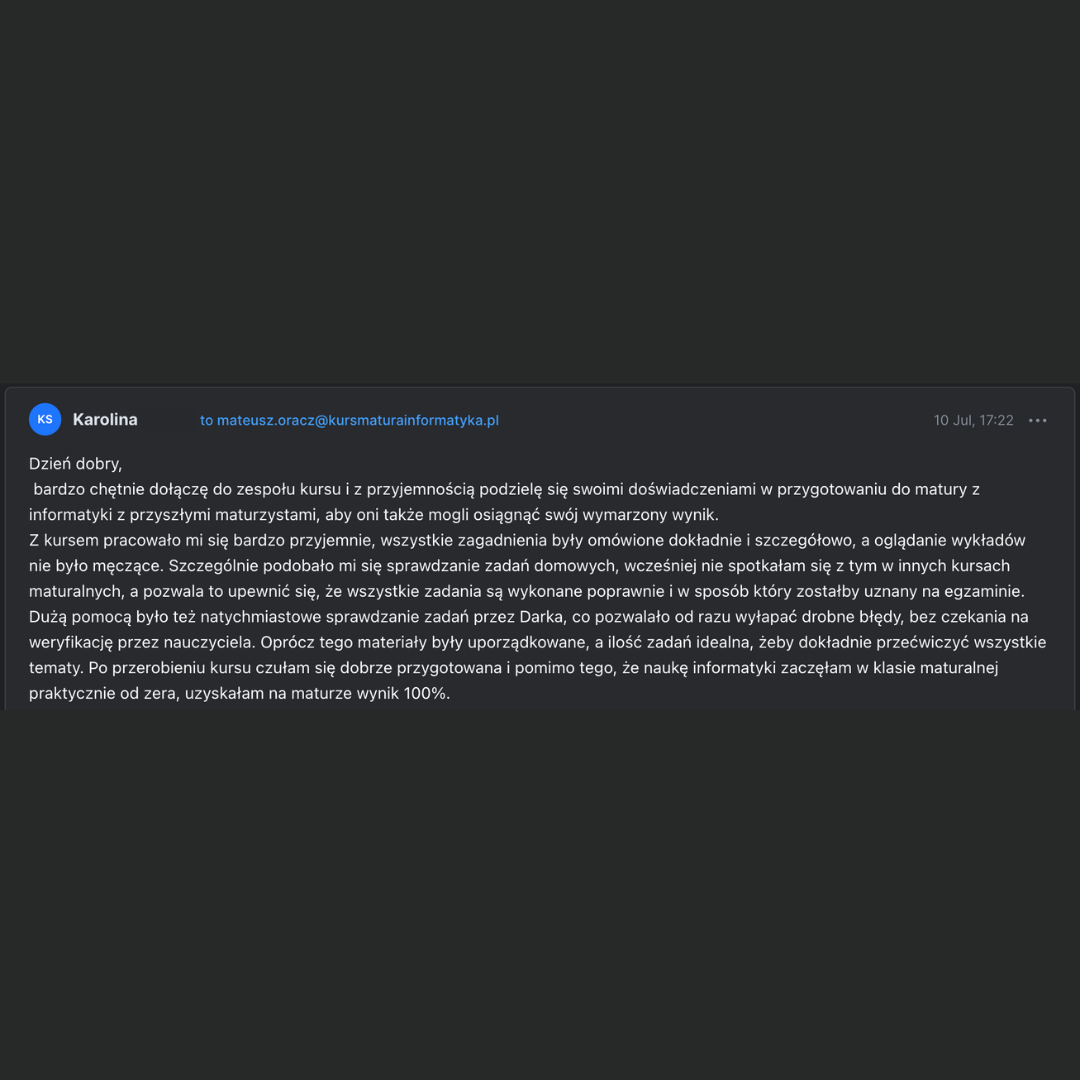 Opinia ucznia Karolina-2025